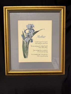 Mom Mother Mothers Day framed tribute ready to hang,  gold leaf frame